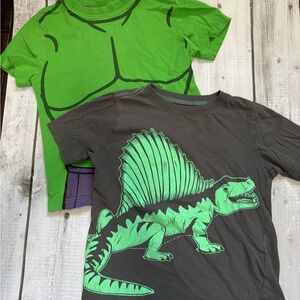 Set of 2 Kids T-shirts with Dinosaur and Hulk Designs Marvel and Carters